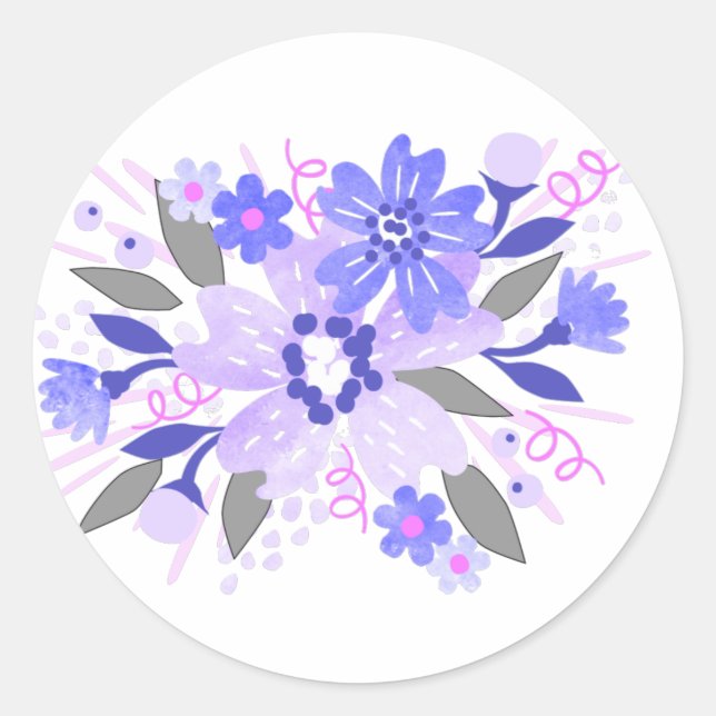 Sticker Rond Floral pourpre (Devant)