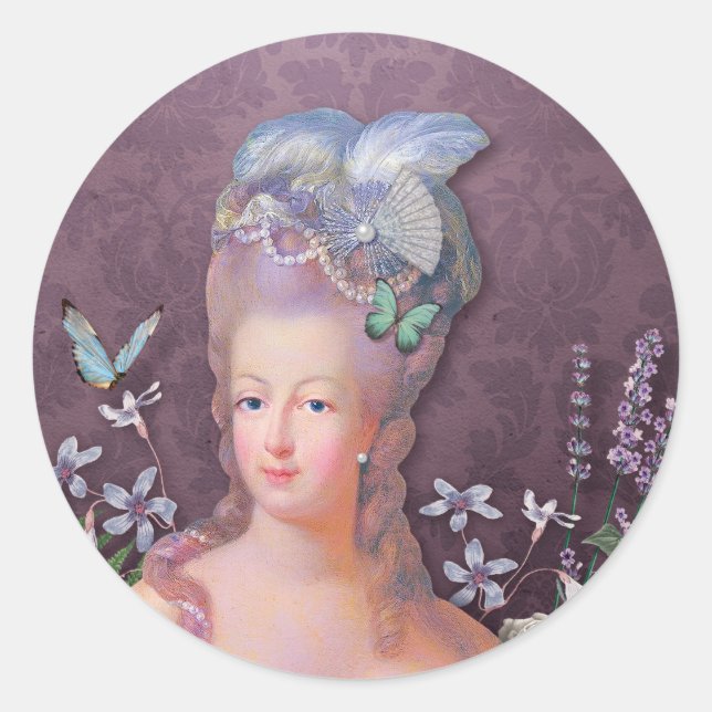 Sticker Rond Floral pourpre de Marie Antoinette (Devant)
