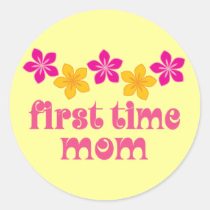 Sticker Rond Floral première fois maman