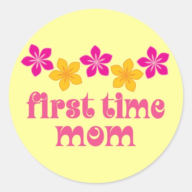 Sticker Rond Floral première fois maman (Devant)