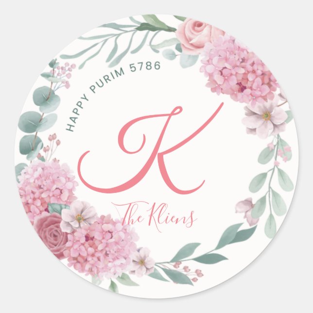 Sticker Rond Floral Purim Label (Devant)