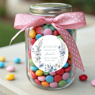 Sticker Rond Floral Quelque chose de bleu avant de faire la Bab