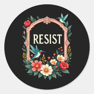 Sticker Rond Floral résiste à Trump drôle Anti-Trump 2025