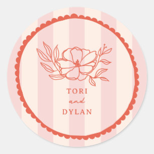 Sticker Rond Floral rose Mariage de bande tropicale