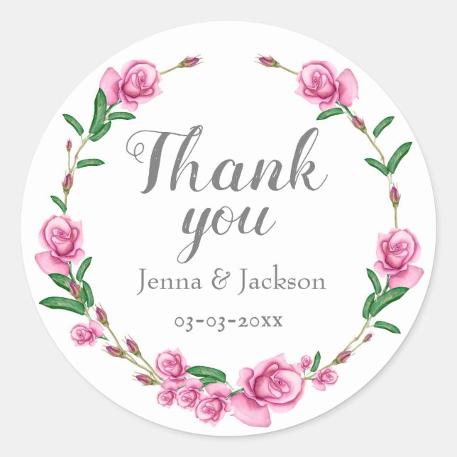 Sticker Rond Floral rose pastel (Devant)
