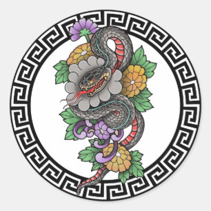 Sticker Rond Floral snake