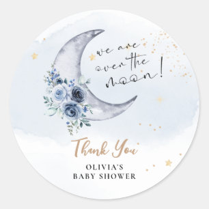 Sticker Rond Floral Sur Le Baby shower Lune
