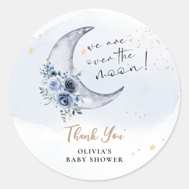Sticker Rond Floral Sur Le Baby shower Lune (Devant)
