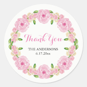 Sticker Rond Floral Thank