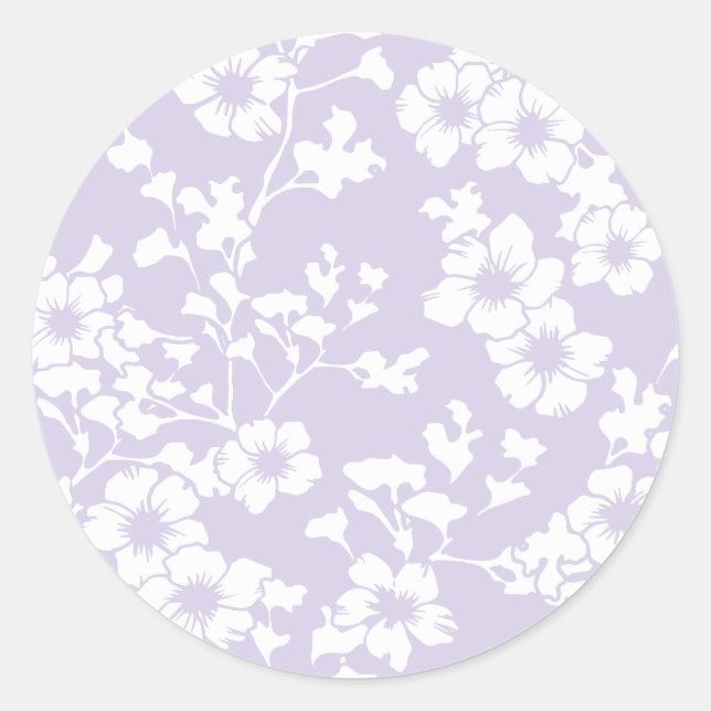 Sticker Rond Floral Trellis - Dusty Lavender (Devant)