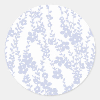Sticker Rond Floral Vines (White - Periwinkle)