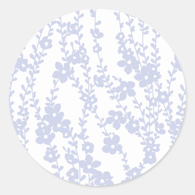 Sticker Rond Floral Vines (White - Periwinkle) (Devant)