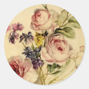 Sticker Rond Floral vintage du XVIIIème siècle