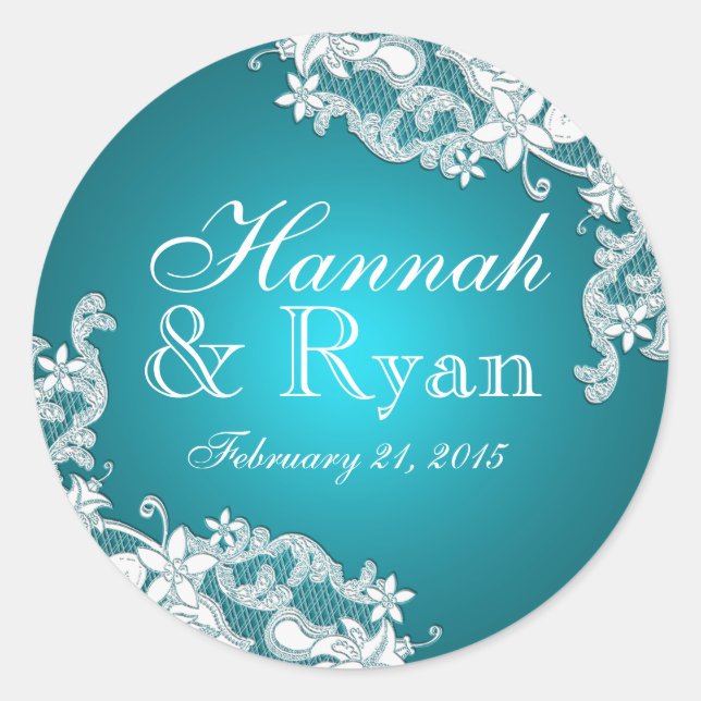 Sticker Rond Floral Vintage Lace Aqua Marine (Devant)