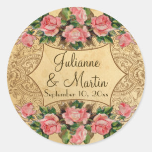 Sticker Rond Floral Vintage Rose moderne Roses Inséparables tor