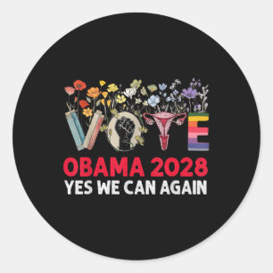Sticker Rond Floral Vote Obama 2028 Réparons ce Président 202
