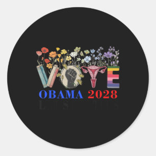 Sticker Rond Floral Vote Obama 2028 Réparons Ce Progrès Future