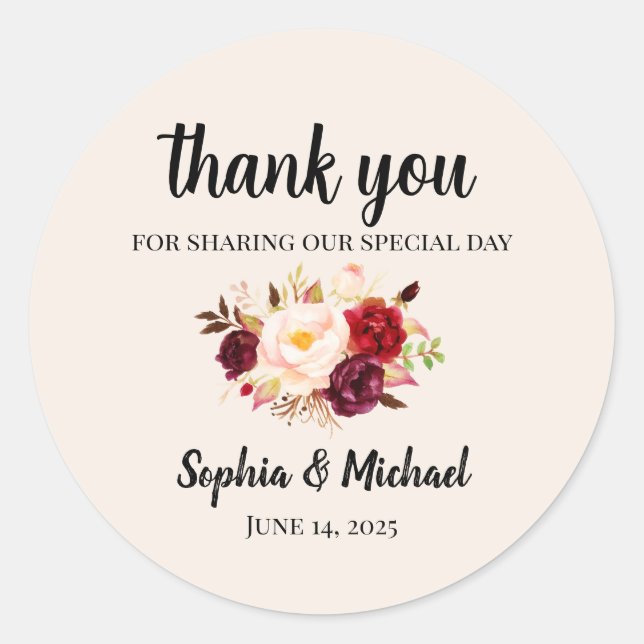 Sticker Rond Floral Watercolor (Devant)