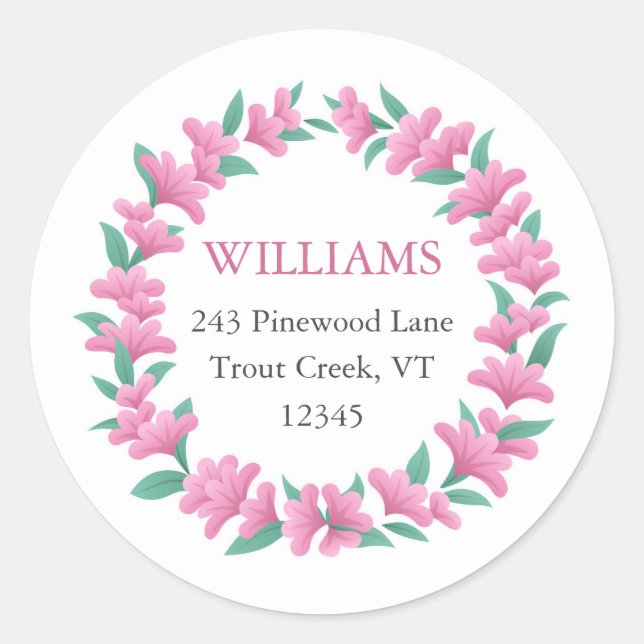 Sticker Rond Floral Wreath Rose Green Adresse de retour (Devant)