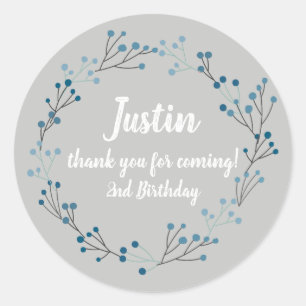 Sticker Rond Floral Wreath Vintage Merci d'anniversaire