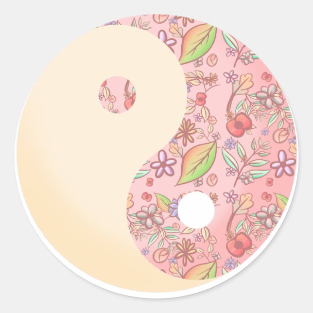 Sticker Rond Floral Yin Yang (Devant)