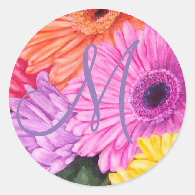 STICKER ROND FLORALE DE GERBERA LUMINEUSE (Devant)