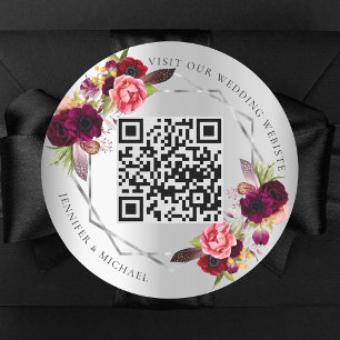 Sticker Rond Floraux bordeaux argenté géométrique mariage de co