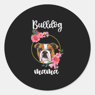 Sticker Rond Flore Bulldog Mama