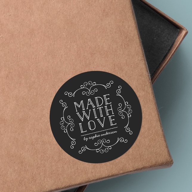 Sticker Rond Flore De Couleur Modifiable Fabriquée Avec Amour (Créateur téléchargé)