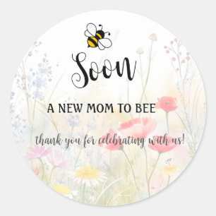 Sticker Rond Flore de maman à abeille Baby Girl Douche