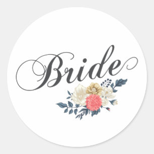 Sticker Rond Flore de mariée simple et élégante   Sceau à colle