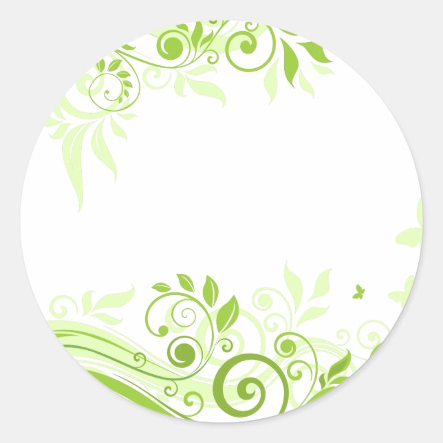 Sticker Rond Flore en teintes de vert frais (Devant)