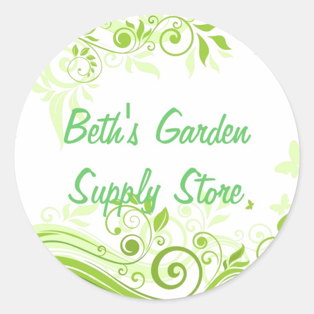 Sticker Rond Flore en teintes de vert frais (Devant)