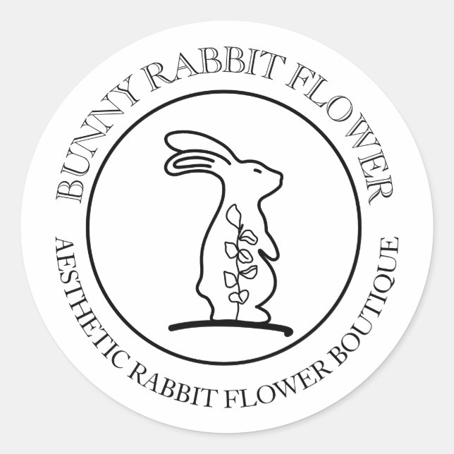 Sticker Rond Flore lapin lapin simple (Devant)