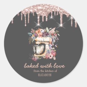 Sticker Rond Flore Mixer Rose Gold Drives Bakery
