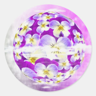 Sticker Rond Flore motif violet simple et subtile