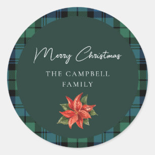 Sticker Rond Flore Plaid Script rustique Campbell Tartan