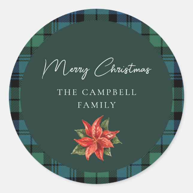 Sticker Rond Flore Plaid Script rustique Campbell Tartan (Devant)