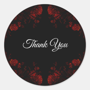 Sticker Rond Flore rouge profond Élégant Mariage gothique
