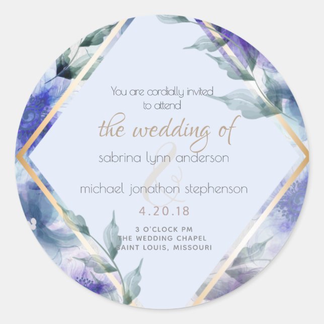 Sticker Rond Flore translucide Violet Bleu (Devant)