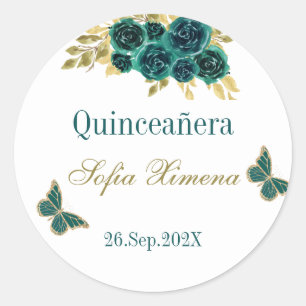 Sticker Rond Flore verdoyante Quinceañera