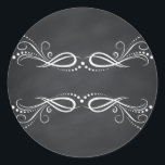 Sticker Rond Flore vierge Faux Chalkboard courbes Personnaliser<br><div class="desc">Un tableau noir ou un tableau blanc propre pour customiser le texte à chaque occasion.</div>