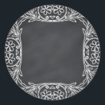 Sticker Rond Flore vierge Faux Chalkboard courbes Personnaliser<br><div class="desc">Un tableau noir ou un tableau blanc propre pour customiser le texte à chaque occasion.</div>