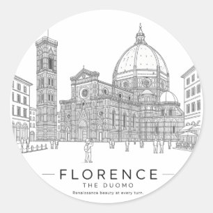 Sticker Rond Florence Duomo Renaissance Ligne Artistique