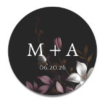 Sticker Rond Florence Mariage Monogramme<br><div class="desc">Magnifiquement imprimés monogrammes qui peuvent être customisés pour votre journée spéciale. Découvrez le magasin Origami Prints pour les invitations de mariage,  les cartes RSVP et d'autres produits qui correspondent à ce design !</div>