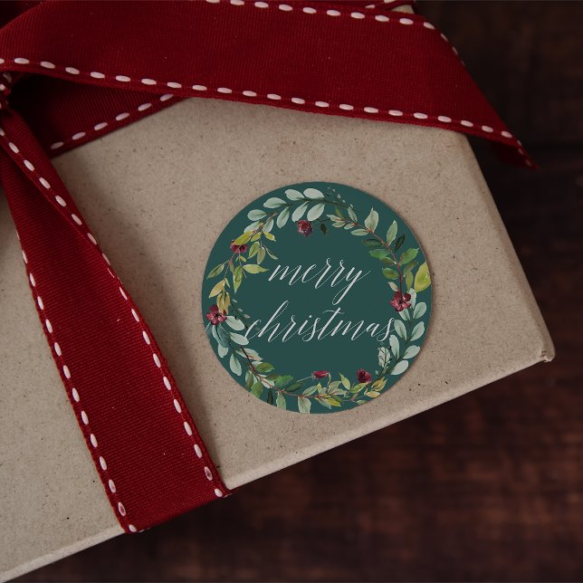 Sticker Rond Flores hivernales | Joyeux Noël (Créateur téléchargé)