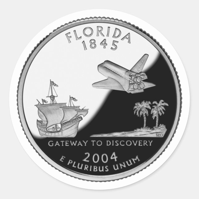 Sticker Rond Florida State Faux Quarter (Devant)
