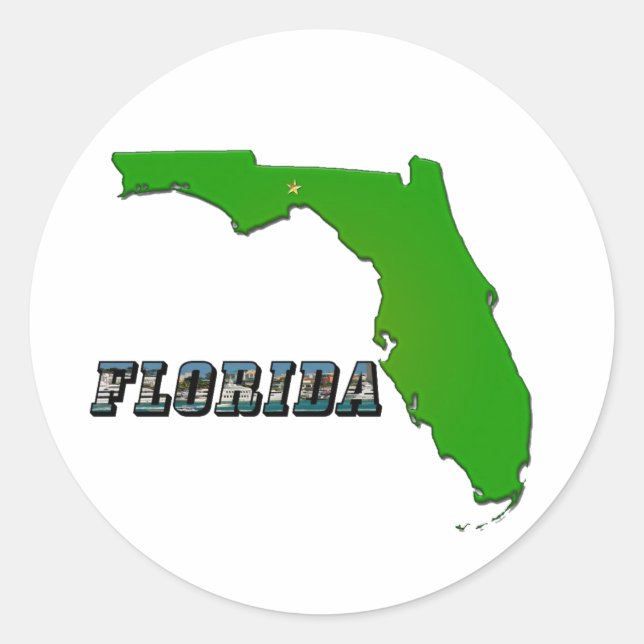 Sticker Rond Florida State Map and Text (Devant)
