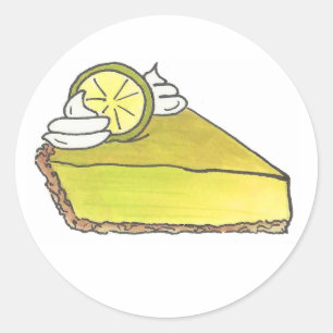 Sticker Rond Floride Clé verte Lime Keylime Pie Slice Dessert