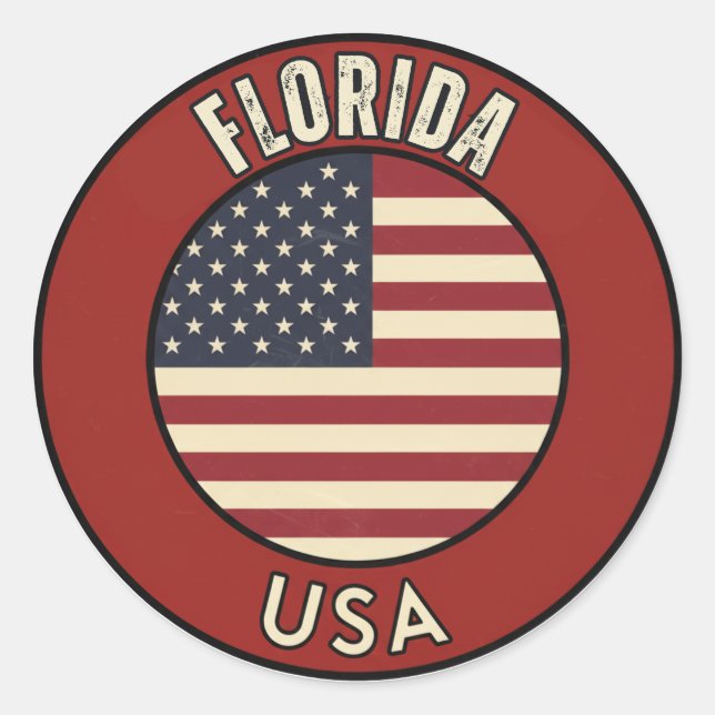 Sticker Rond Floride États-Unis d'Amérique (Devant)